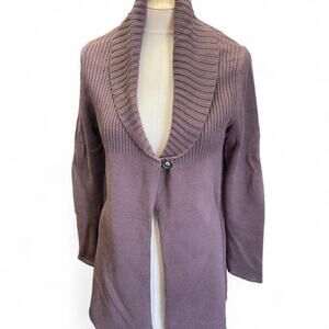Liz lange purple maternity cardigan
